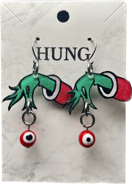 HAND DRAWN GRINCH EARRINGS