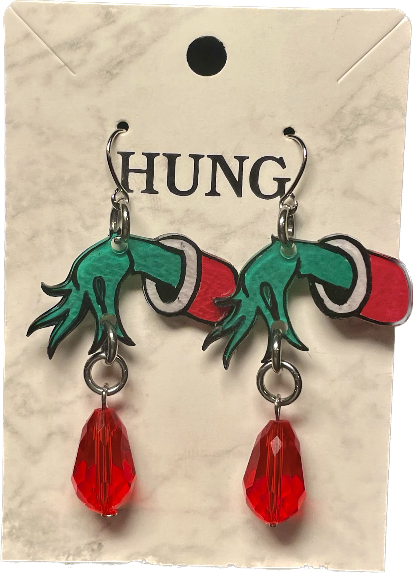 HAND DRAWN GRINCH EARRINGS