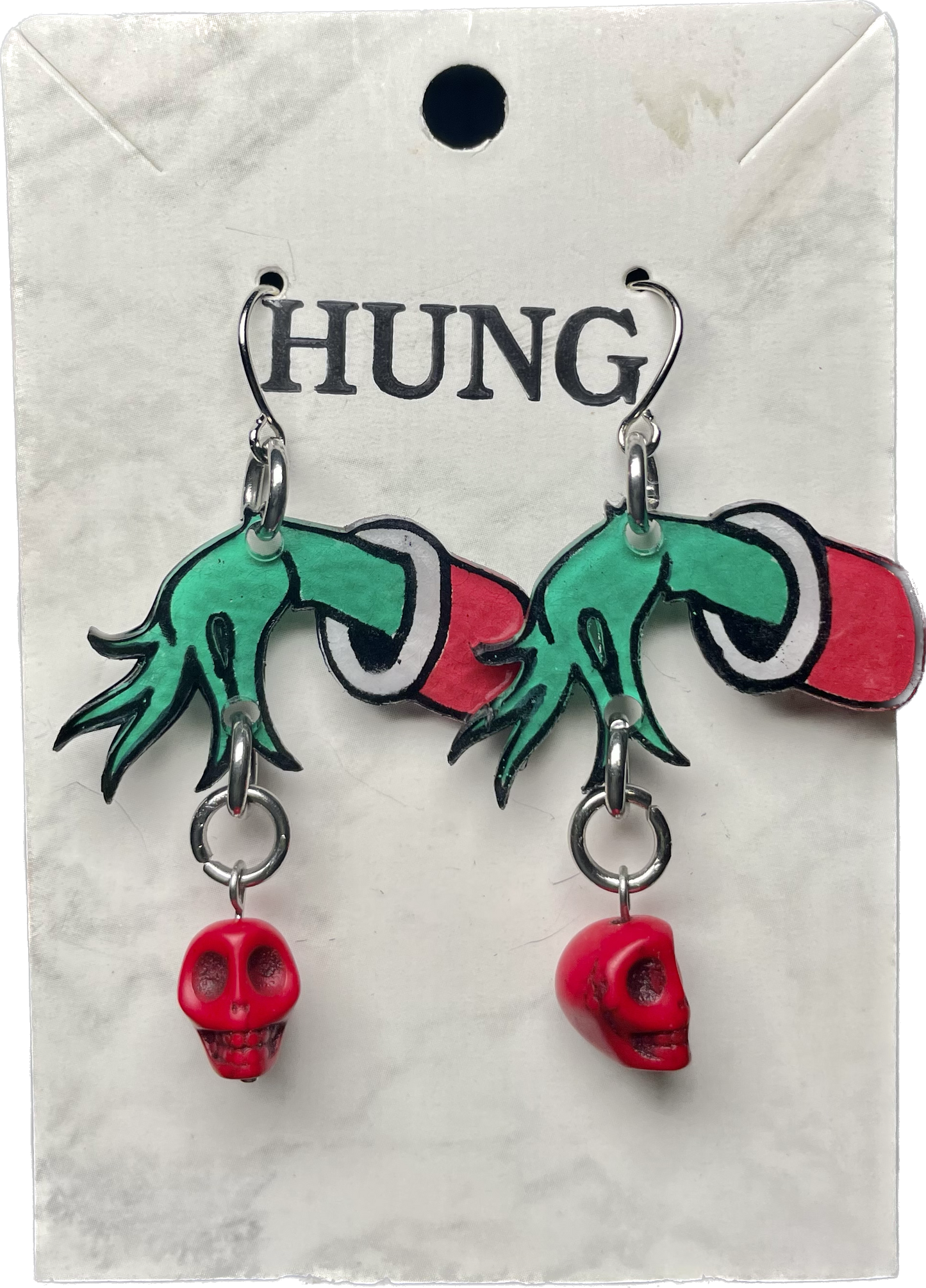 HAND DRAWN GRINCH EARRINGS